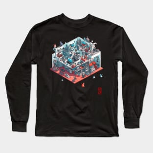 isometric cat office Long Sleeve T-Shirt